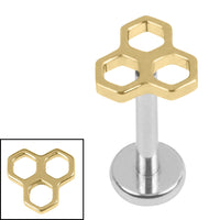 Titanium Internally Threaded Labrets 1.2mm - Titanium Honeycomb