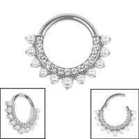Titanium Arielle Pearl Hinged Clicker Ring