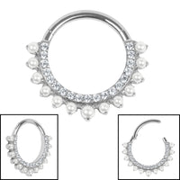 Titanium Arielle Pearl Hinged Clicker Ring