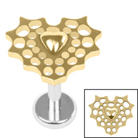 Titanium Internally Threaded Labrets 1.2mm - Titanium Captured Heart