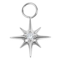 Titanium Charm - 8 Point Jewelled Star