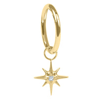 Titanium Hinged Clicker Ring with Titanium Jewelled 8 Point Star Charm