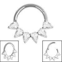 Titanium Encrusted Diadem Jewelled Hinged Clicker Ring