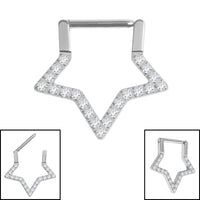 Titanium Jewelled Supernova Star Hinged Clicker Ring