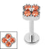 Titanium Internally Threaded Labrets 1.2mm - Titanium Jewelled Vintage Clover