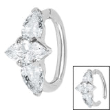 Steel Huggie Belly Clicker Ring - Leilani Marquise Trio