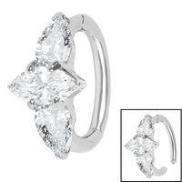 Steel Huggie Belly Clicker Ring - Leilani Marquise Trio
