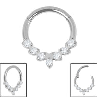 Titanium Jewelled Laurel Hinged Clicker Ring