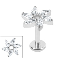 Titanium Internally Threaded Labrets 1.2mm - Titanium Jewelled Catherine Wheel