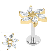 Titanium Internally Threaded Labrets 1.2mm - Titanium Jewelled Catherine Wheel
