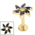 Gold Titanium Internally Threaded Labrets 1.2mm - Gold Titanium Jewelled Catherine Wheel