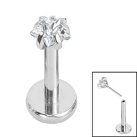 Titanium Threadless Labrets - Titanium (Bend-fit) Claw Set CZ Jewelled Star