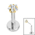 Titanium Threadless Labrets - Titanium (Bend-fit) Claw Set CZ Jewelled Star