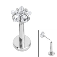 Titanium Threadless Labrets - Titanium (Bend-fit) Claw Set CZ Jewelled Star