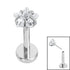 Titanium Threadless Labrets - Titanium (Bend-fit) Claw Set CZ Jewelled Star