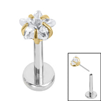 Titanium Threadless Labrets - Titanium (Bend-fit) Claw Set CZ Jewelled Star