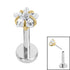 Titanium Threadless Labrets - Titanium (Bend-fit) Claw Set CZ Jewelled Star