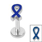Titanium Internally Threaded Labrets 1.2mm - Titanium Awareness Ribbon