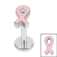 Titanium Internally Threaded Labrets 1.2mm - Titanium Awareness Ribbon