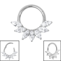 Titanium Ethereal Jewelled Leaf Hinged Clicker Ring