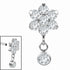 Titanium Internal Primrose Flower with Solitaire Drop Gem Top