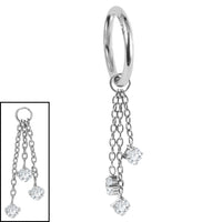Titanium Hinged Clicker Ring with Titanium Trilogy Jewel Charm