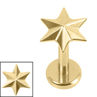 Titanium Internally Threaded Labrets 1.2mm - Titanium Radiant Star