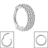 Titanium Stacked Asia Ball Hinged Clicker Ring