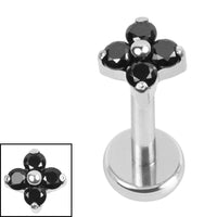 Titanium Internally Threaded Labrets 1.2mm - Titanium Ixora Flower