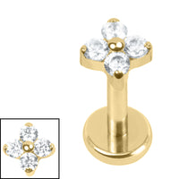 Titanium Internally Threaded Labrets 1.2mm - Titanium Ixora Flower