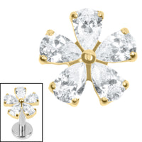 Titanium Internal Jewelled Periwinkle Flower