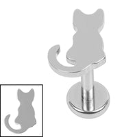 Titanium Internally Threaded Labrets 1.2mm - Titanium Saffie Cat