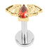Titanium Internally Threaded Labrets 1.2mm - Titanium Jewelled Death Bat