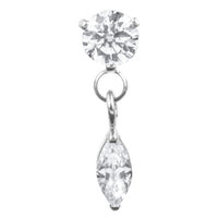 Titanium Internal Jewelled Solitaire with Marquise Drop