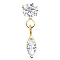 Titanium Internal Jewelled Solitaire with Marquise Drop