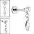 Titanium Internally Threaded Labrets 1.2mm - Titanium Jewelled Solitaire with Marquise Drop