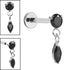 Titanium Internally Threaded Labrets 1.2mm - Titanium Jewelled Solitaire with Marquise Drop