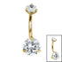 Belly Bar - Titanium Internal Thread Claw Set Double Jewelled