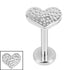 Titanium 1.2mm Internally Threaded Labrets - Hammered Heart