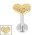 Titanium 1.2mm Internally Threaded Labrets - Hammered Heart