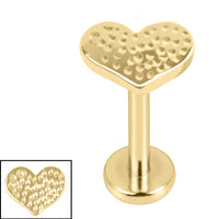 Titanium 1.2mm Internally Threaded Labrets - Hammered Heart