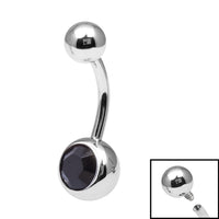 Titanium Internal Thread Jewelled Belly Bar - 12mm