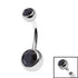 Titanium Internal Thread Double Jewelled Belly Bar - 14mm