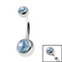 Titanium Internal Thread Double Jewelled Belly Bar - 14mm