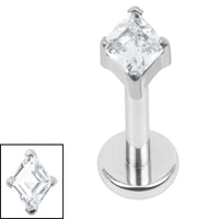 Titanium Internally Threaded Labrets 1.2mm - Titanium French Cut Diamond