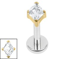Titanium Internally Threaded Labrets 1.2mm - Titanium French Cut Diamond