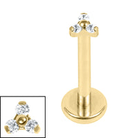 Titanium Internally Threaded Labrets 1.2mm - Titanium Dainty Jewelled Trinity