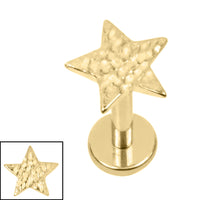 Titanium 1.2mm Internally Threaded Labrets - Hammered Star