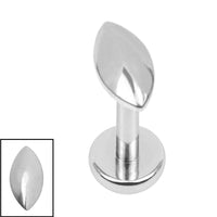 Titanium 1.2mm Internally threaded Labret - Marquise Pebble