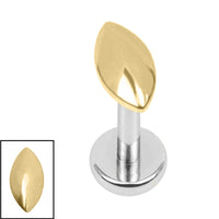 Titanium 1.2mm Internally threaded Labret - Marquise Pebble